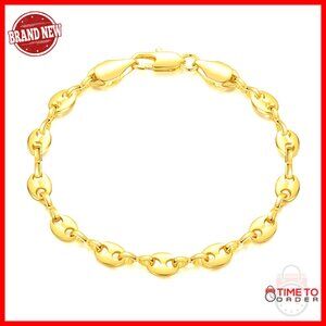 14K Gold Mariner Link Bracelet Lobster Clasp Sizes 6.5-9 Inches